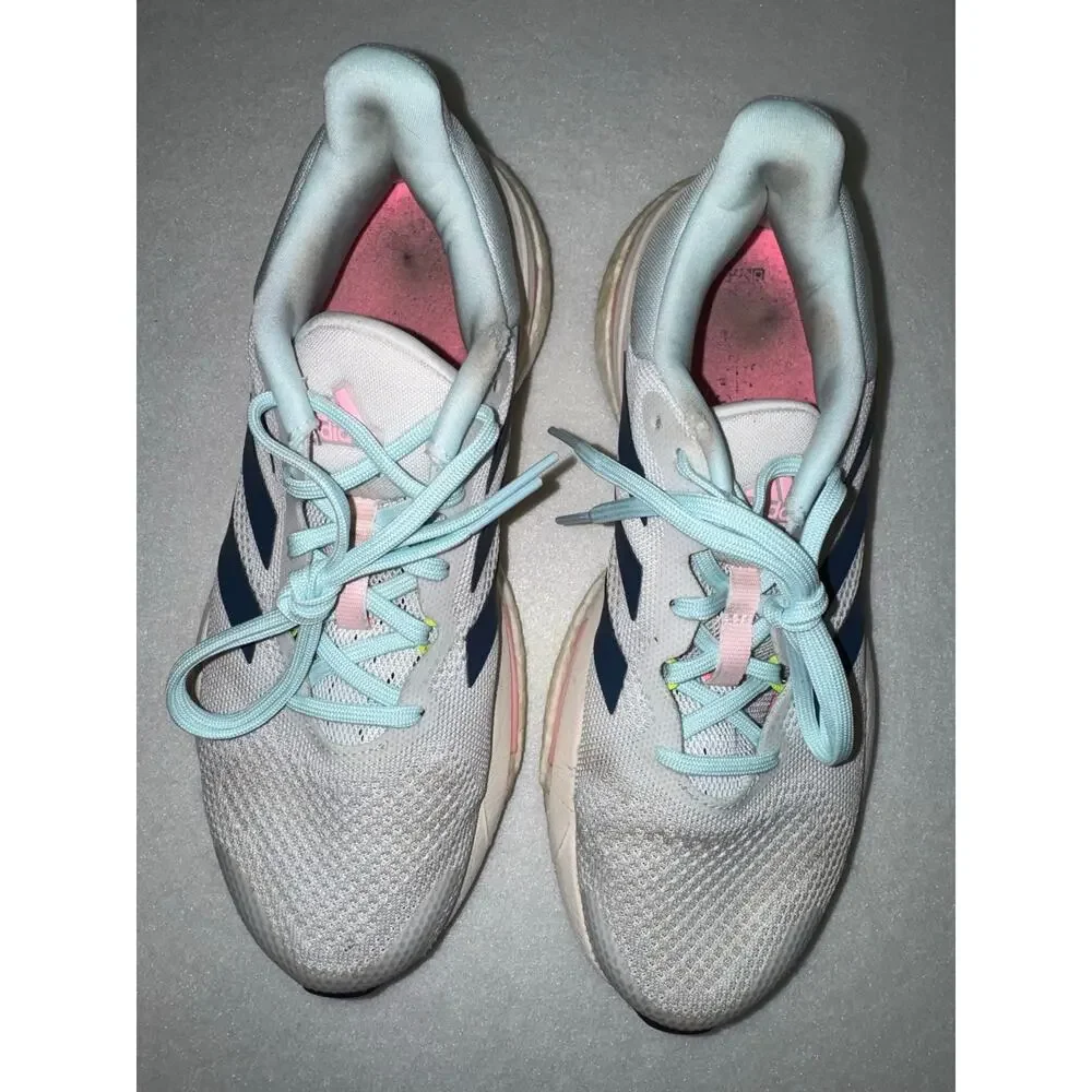 Adidas Woman's Solarglide 5 Running Shoes Cloud White Wonder Steel Beam Pink 8.5